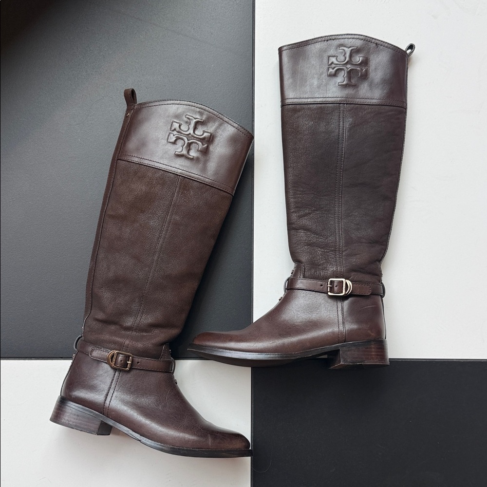 Tory Burch Brown Leather Riding Boots
